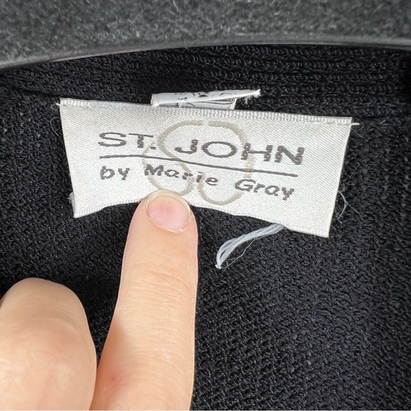 Vintage St. John Santana Knit Open Front Mid Length Pocket Cardigan Sweater Sz S - Picture 6 of 9